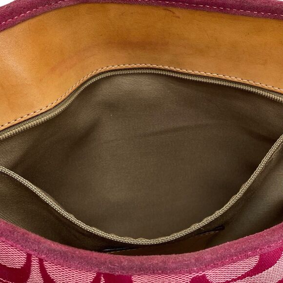 Vintage Y2K Coach Signature Hampton Clip Hobo Pink Jacquard Shoulder Bag 6845 - Picture 13 of 16